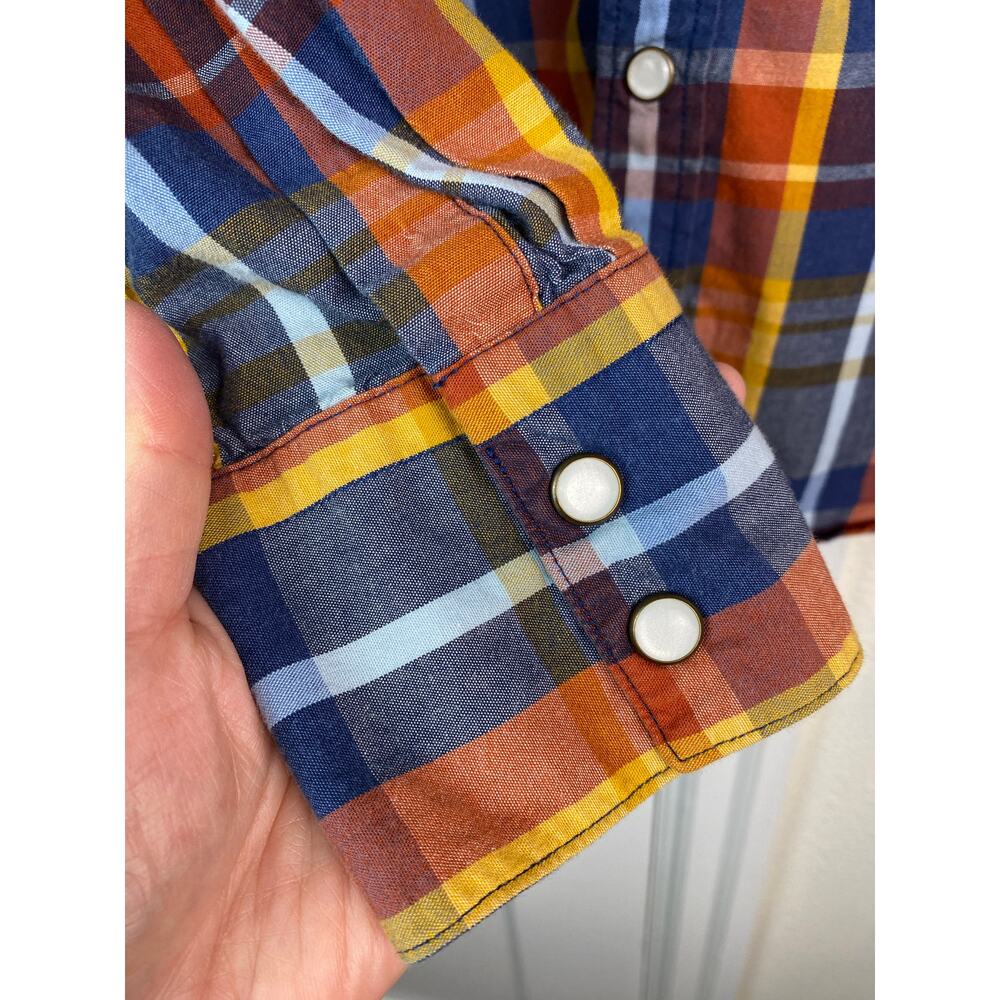 Levi's Orange Blue Plaid Casual Button-Down Shirt - Picture 2 of 7